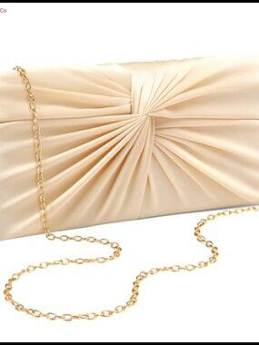 Satin Evening Clutch with Detachable Chain Formal Handbag